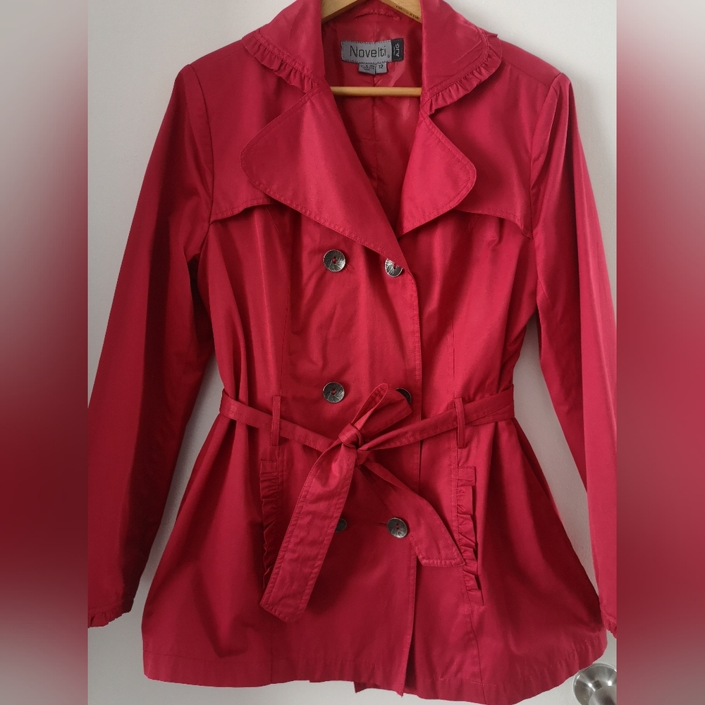 Novelti Red Double Breasted Trench Coat